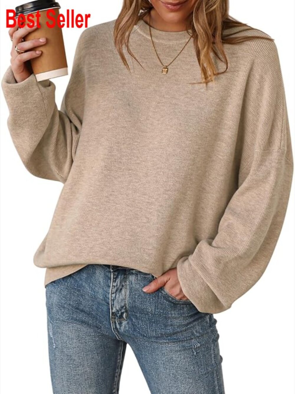 Women's Wool Blend Oversized Crewneck Pullover Sweater